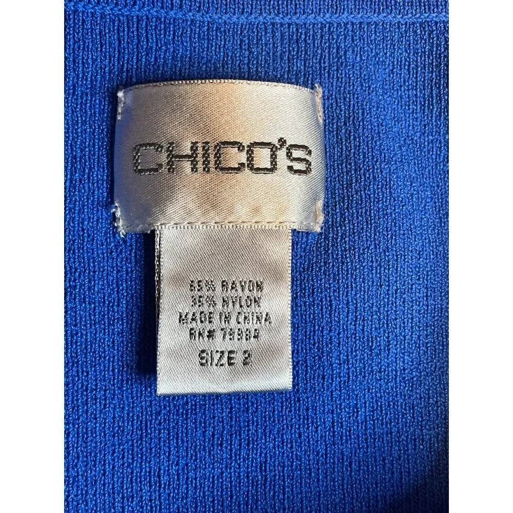 Chico’s Stretch Blue Rayon Sleeveless Tank Top Sz L - Picture 4 of 9